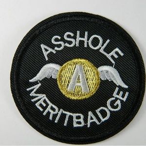 Black/Gold A*shole Merit Badge Military Style Embroidery Clothing Patch